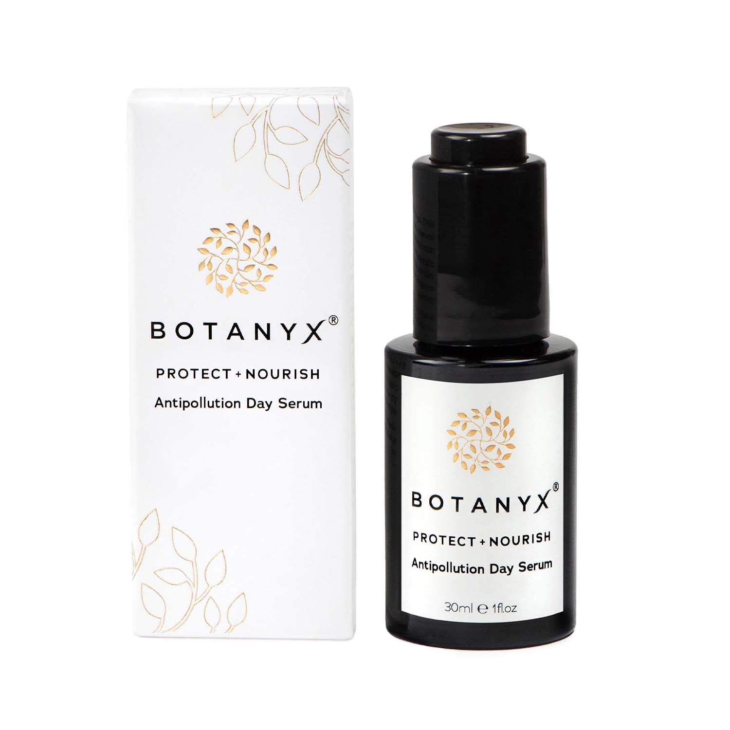 Botanyx Antipollution Day Serum bottle and packaging on a white background