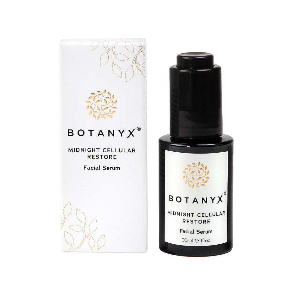 Botanyx Midnight Cellular Restore Facial Serum with packaging on a white background