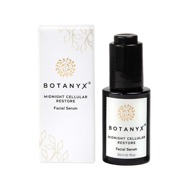 Botanyx Midnight Cellular Restore Facial Serum with packaging on a white background